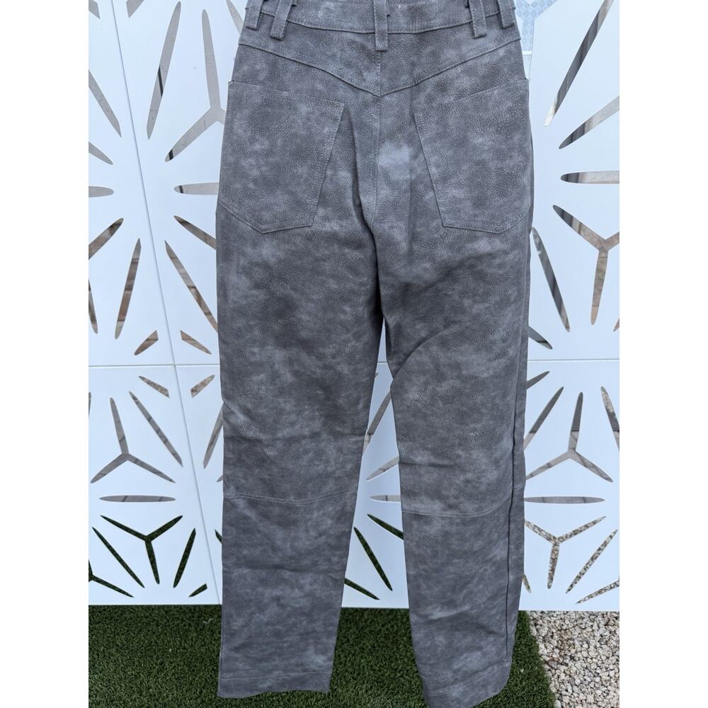 Topshop Faux Leather Washed Effect High Rise Straight Leg Pants in Gray 6 NWT 👖 - Picture 3 of 4